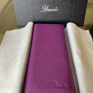 Dante RFID Ladies Pebbled Leather Wallet/Clutch - Purple - 7.5"W x 3.5"H x 1"D